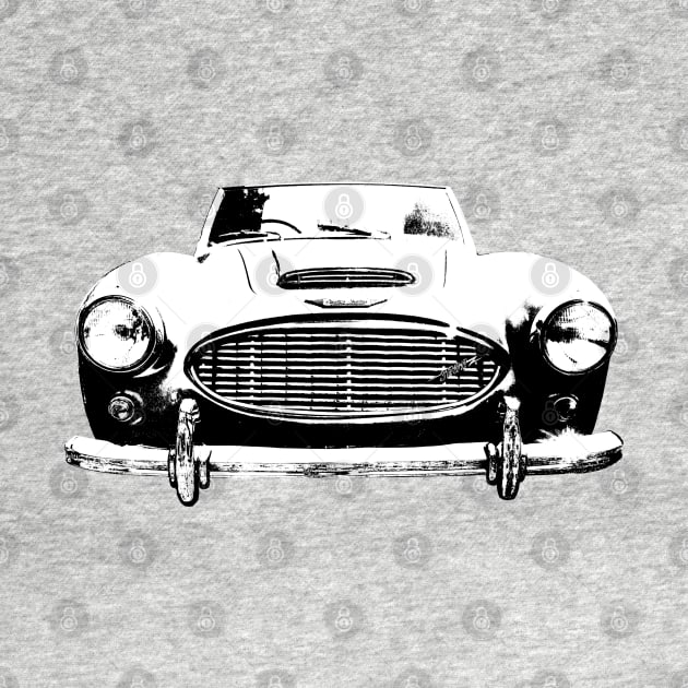 Austin Healey 3000 1960s British classic car monoblock black and white by soitwouldseem